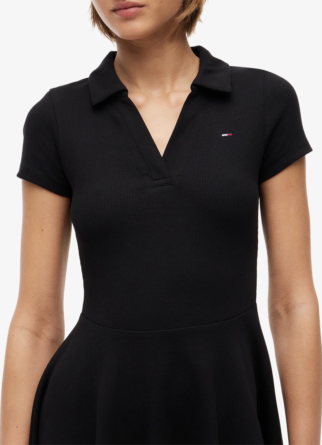 Tommy Hilfiger Mini jurk met logoborduring - detail 5 zwart