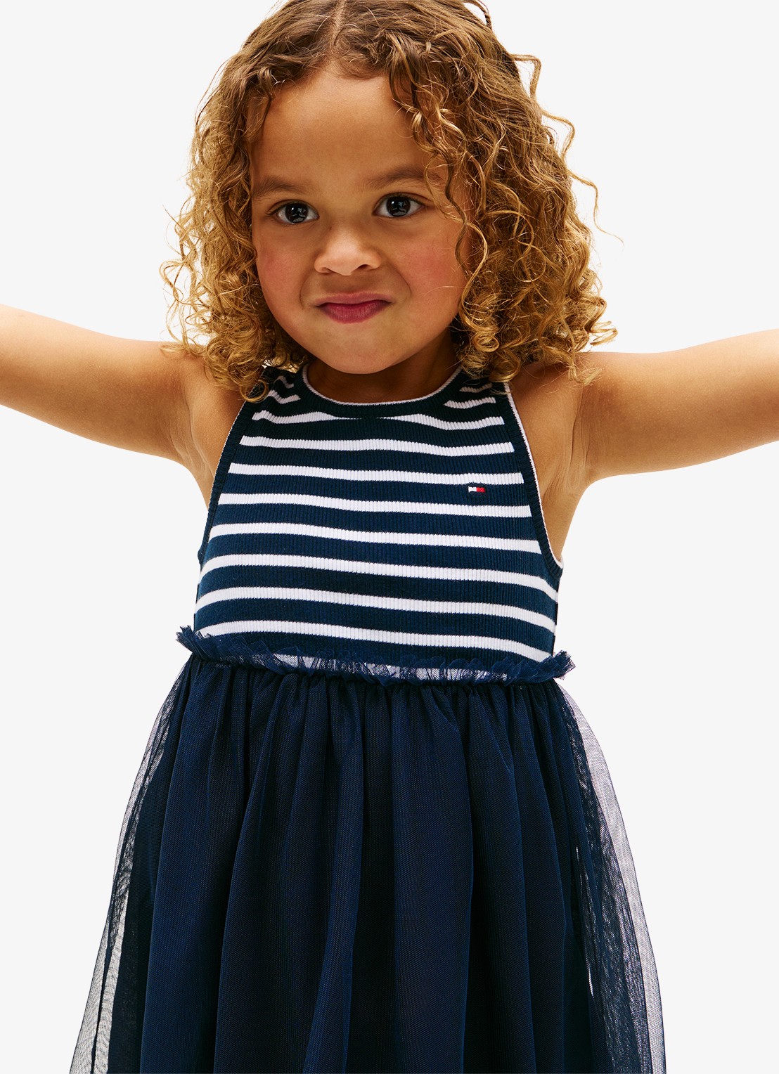 Tommy Hilfiger Mini jurk met streepprint - detail 3 donkerblauw