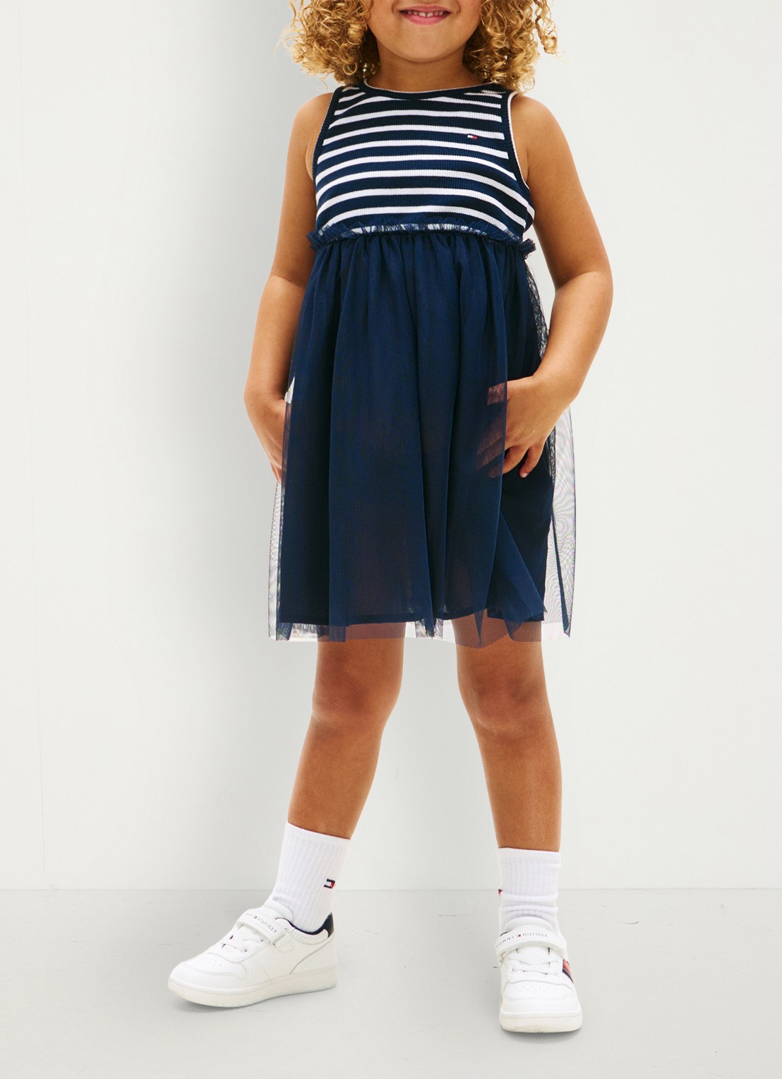 Tommy Hilfiger Mini jurk met streepprint - voorkant 2 donkerblauw