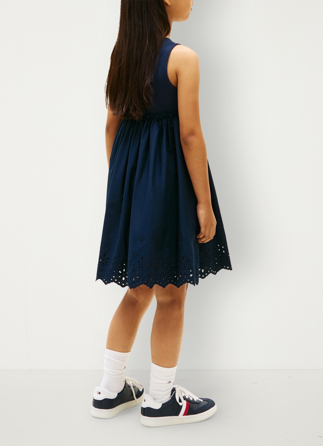 Tommy Hilfiger Mini jurk van katoen - achterkant donkerblauw