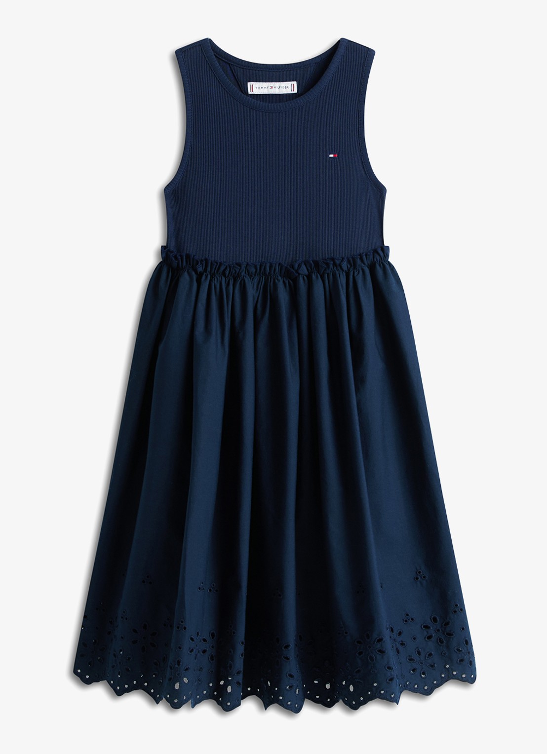 Tommy Hilfiger Mini jurk van katoen - voorkant 4 donkerblauw