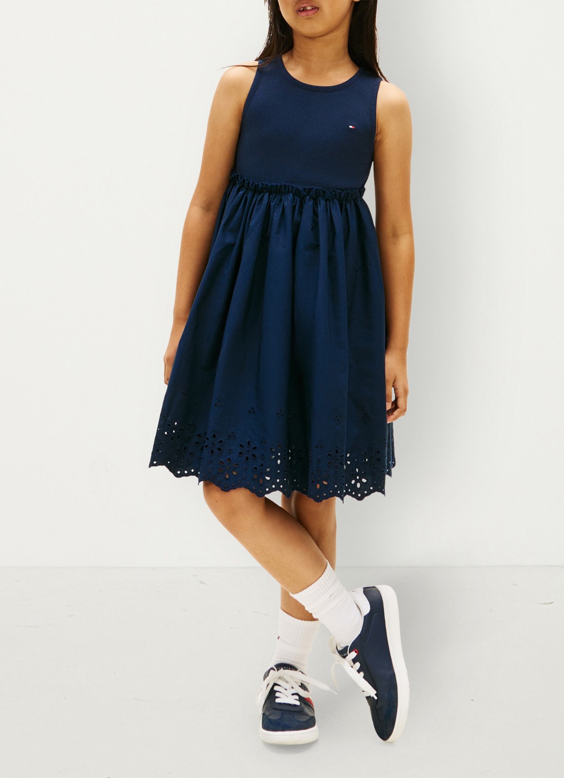 Tommy Hilfiger Mini jurk van katoen - voorkant 5 donkerblauw