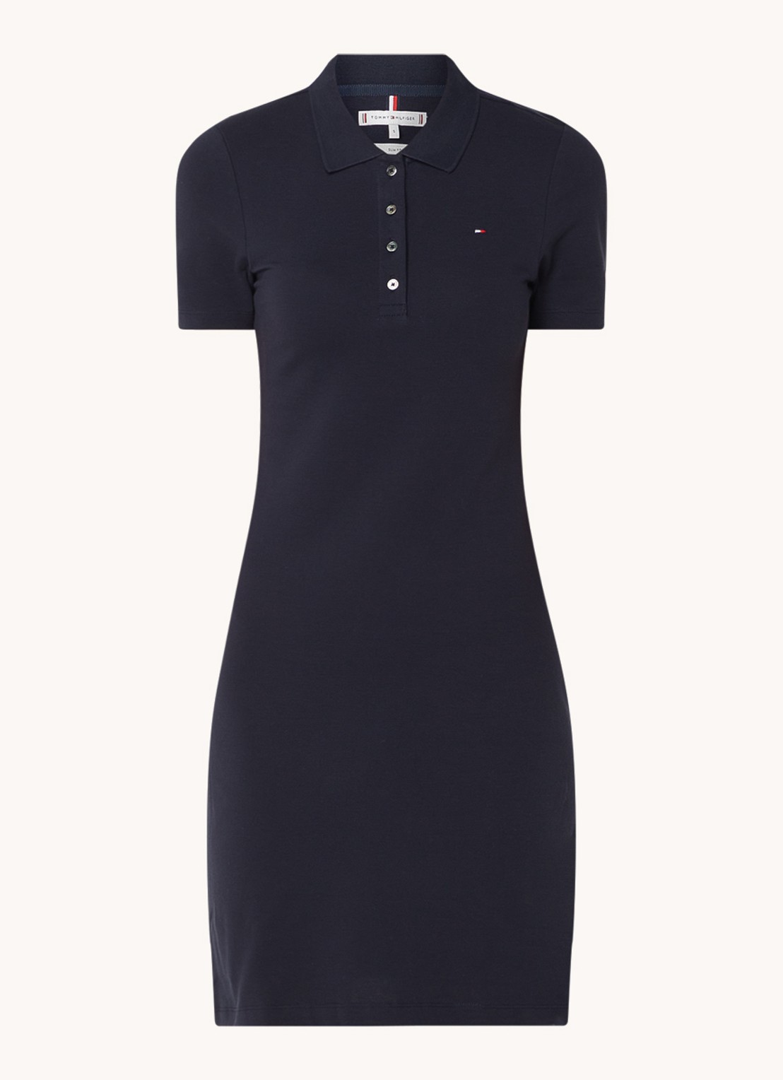 Tommy Hilfiger Mini jurk van piqué katoen met polokraag - voorkant 2 donkerblauw