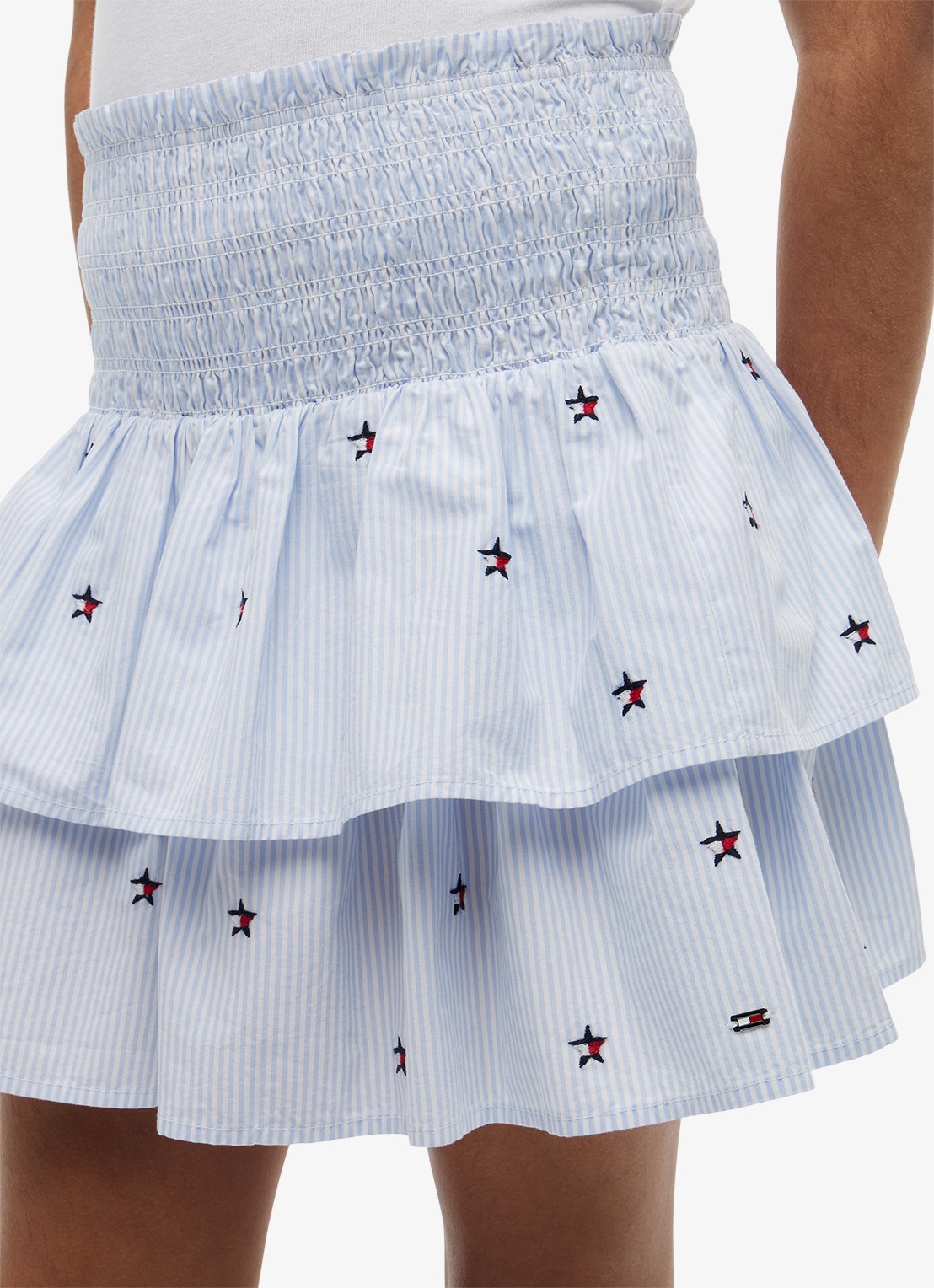 Tommy Hilfiger Mini rok met streepprint - detail 4 lichtblauw