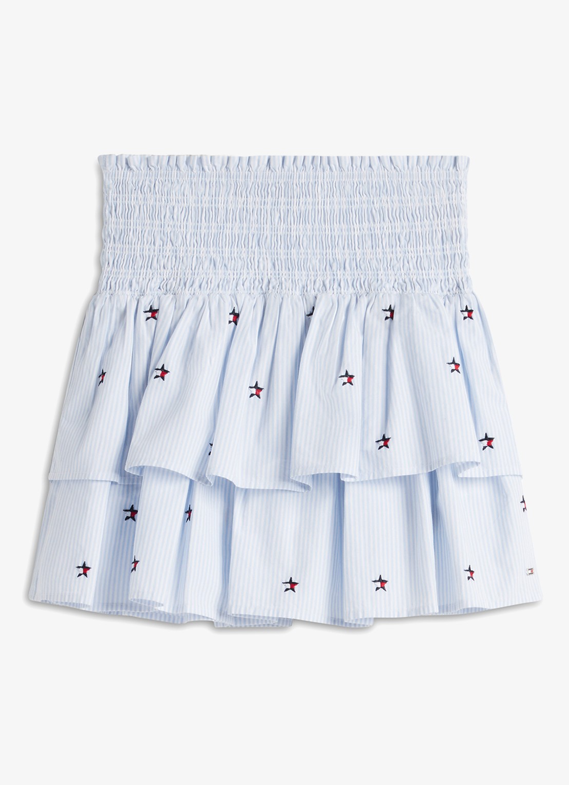 Tommy Hilfiger Mini rok met streepprint - voorkant lichtblauw