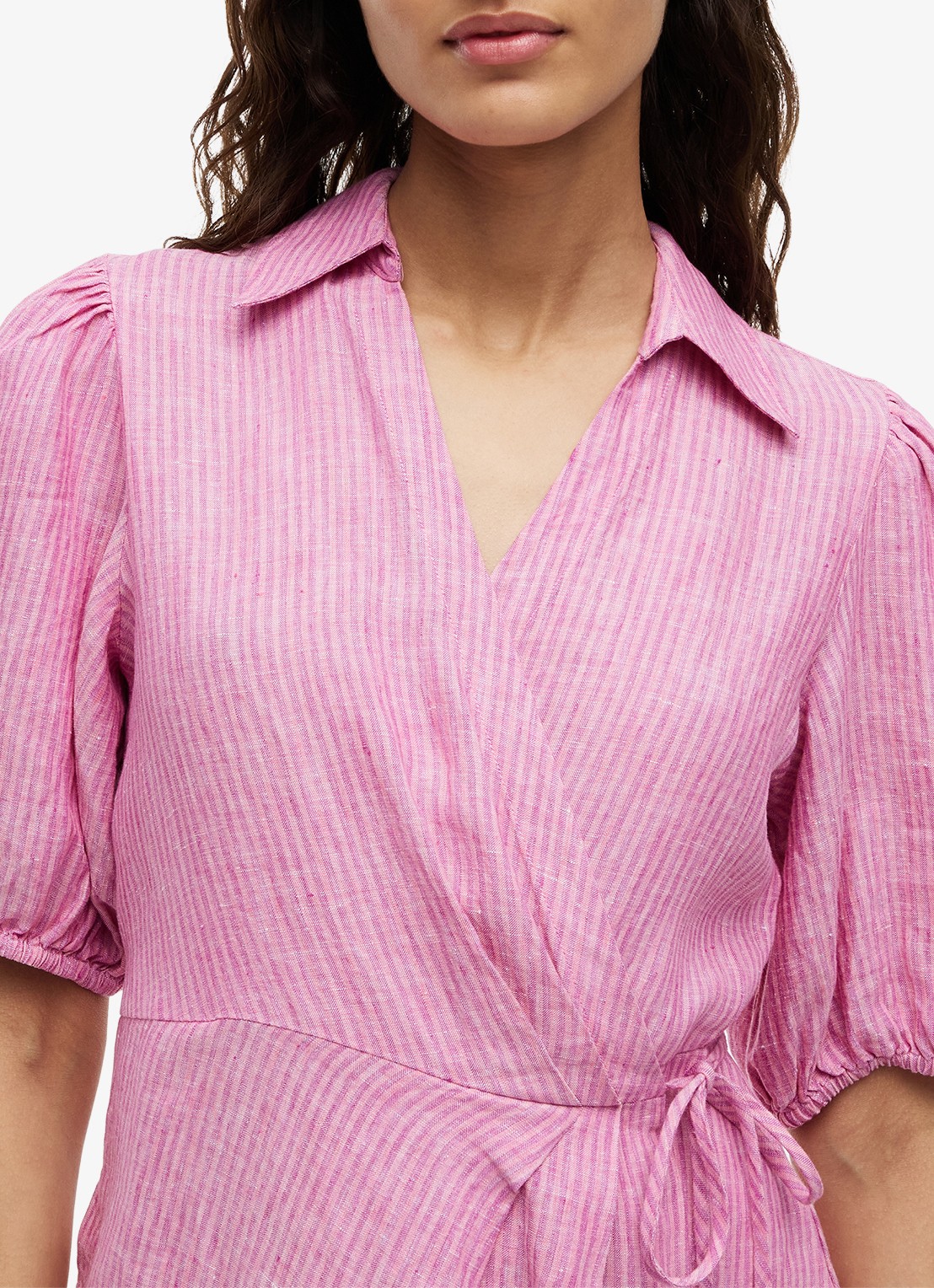 Tommy Hilfiger Mini wikkeljurk met pofmouw - detail 3 roze