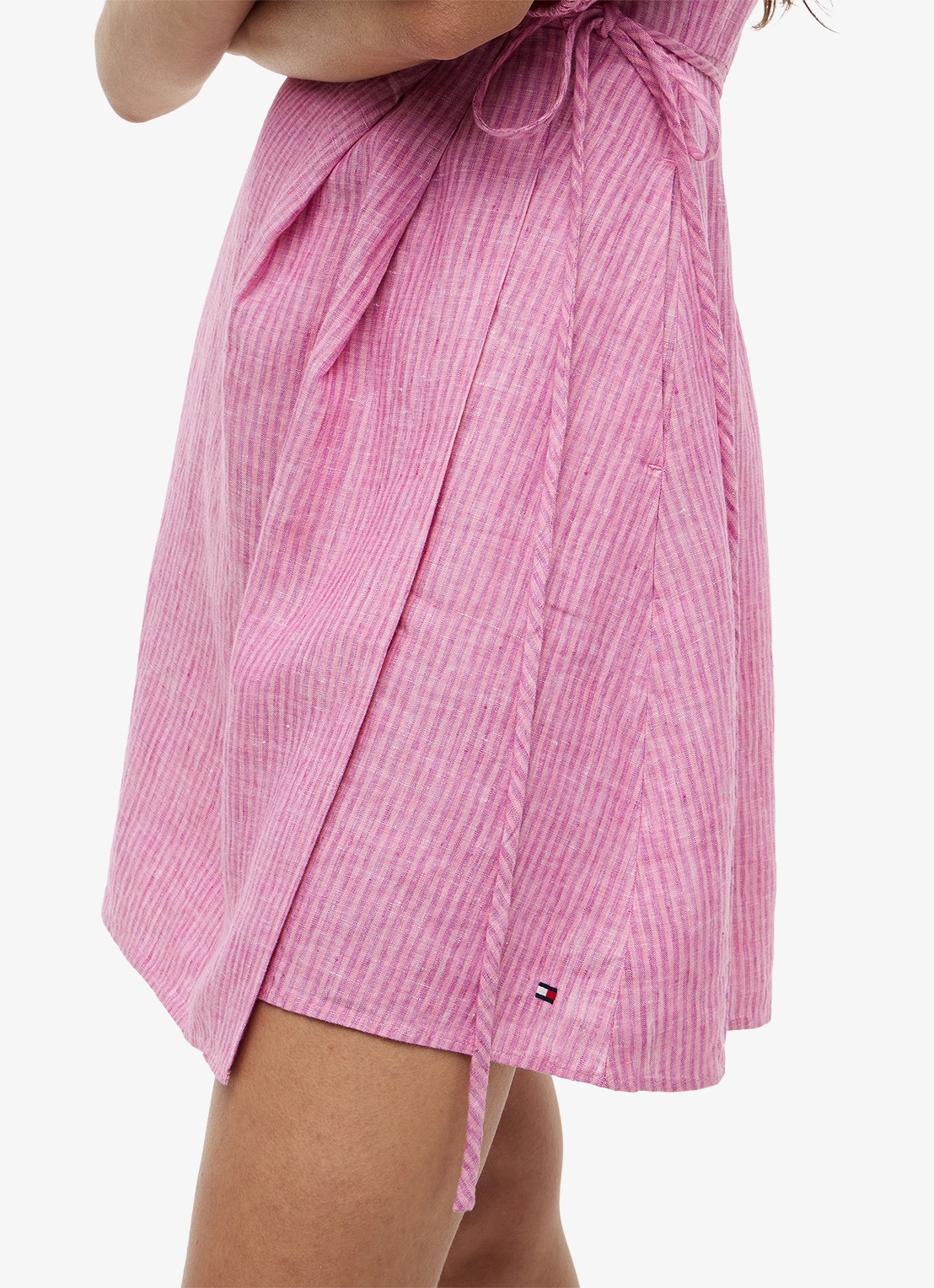 Tommy Hilfiger Mini wikkeljurk met pofmouw - detail 4 roze