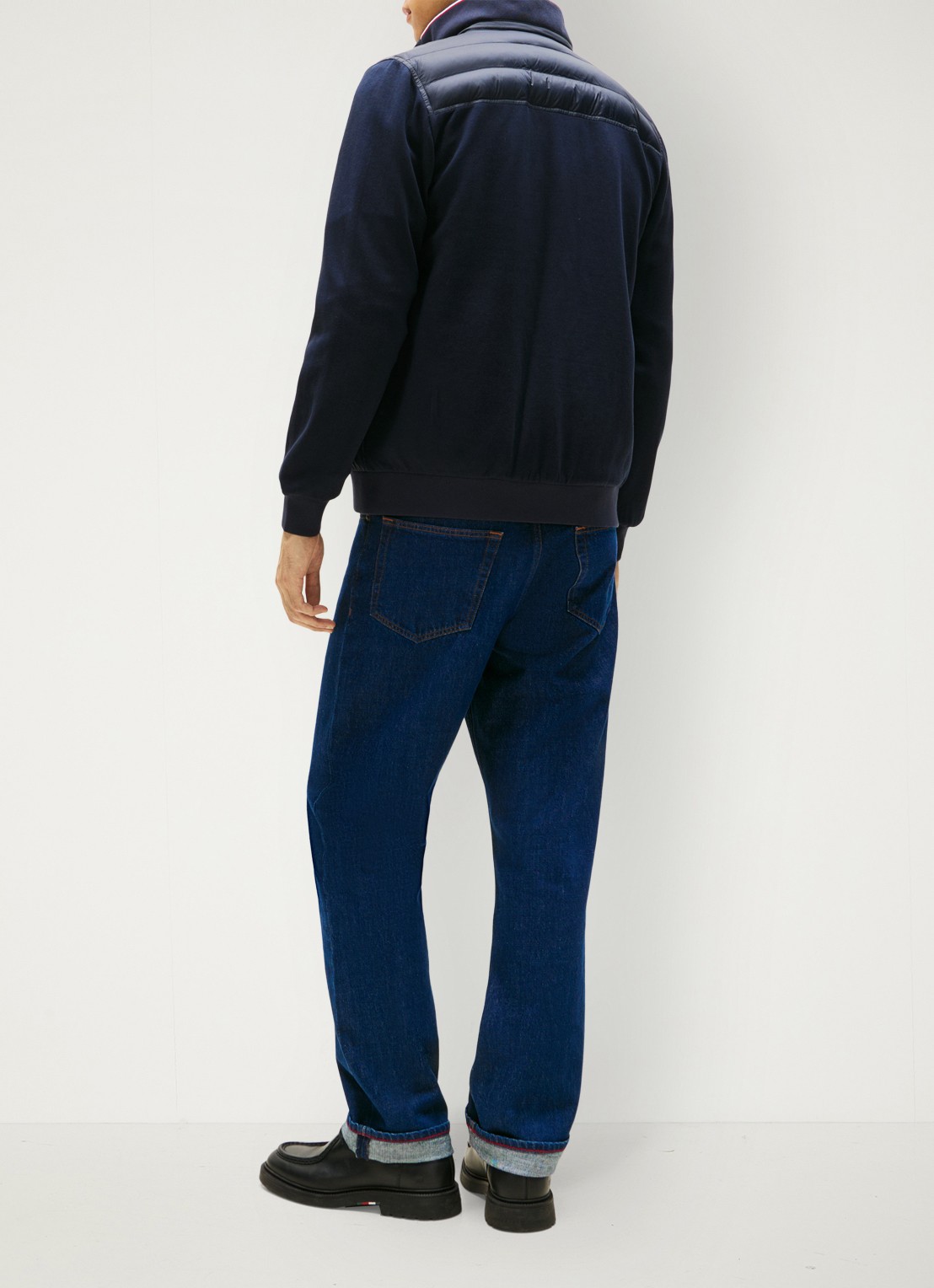 Tommy Hilfiger Mixed Texture Quilted Zip-Thru Sweatshirt - achterkant 3 donkerblauw