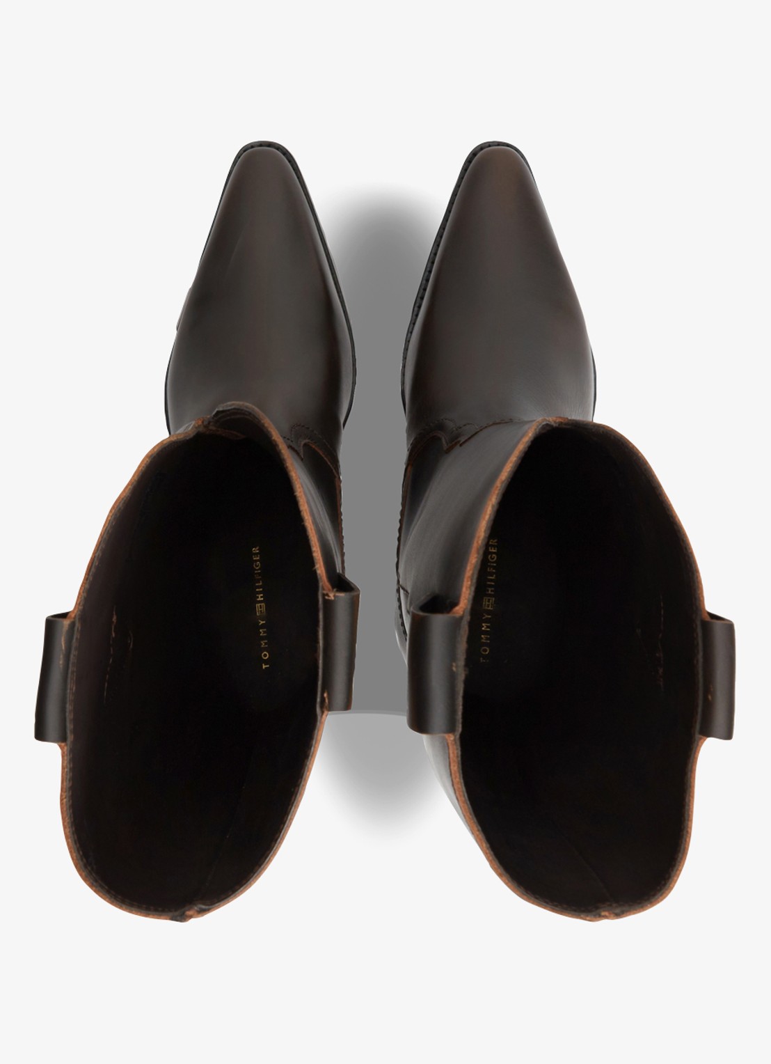 Tommy Hilfiger Monogram cowboylaars van leer  - detail 4 donkerbruin