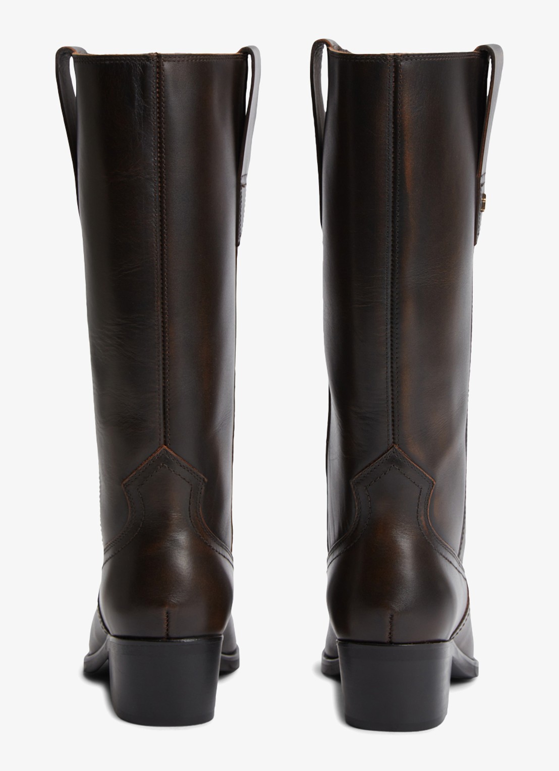 Tommy Hilfiger Monogram cowboylaars van leer  - detail 5 donkerbruin