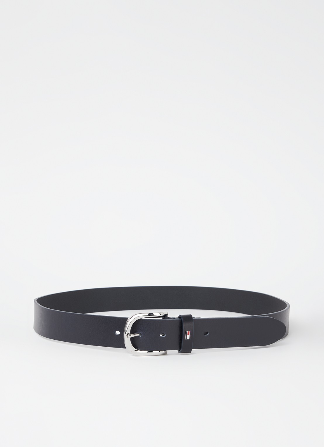 Tommy Hilfiger New Danny riem van leer  - voorkant donkerblauw