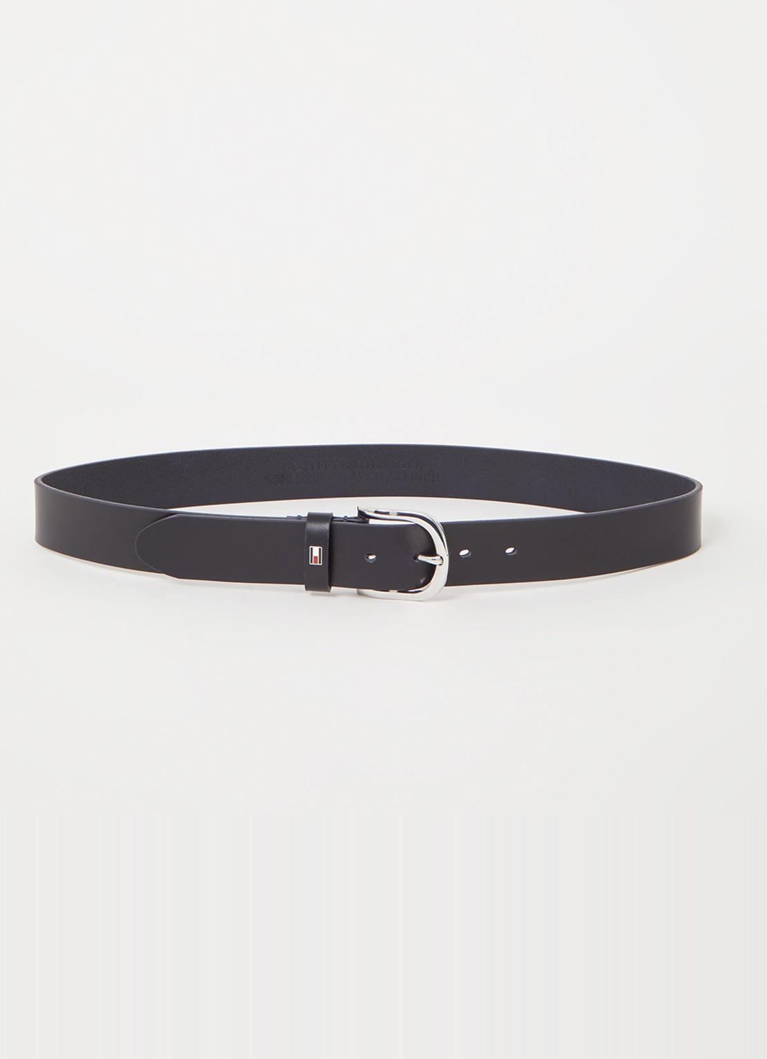 Tommy Hilfiger New Danny riem van leer  - voorkant donkerblauw