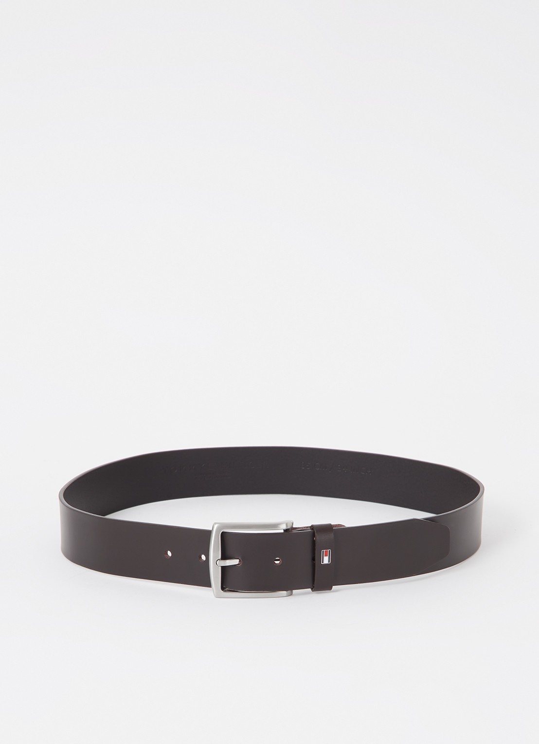 Tommy Hilfiger New Denton riem van leer - voorkant donkerbruin