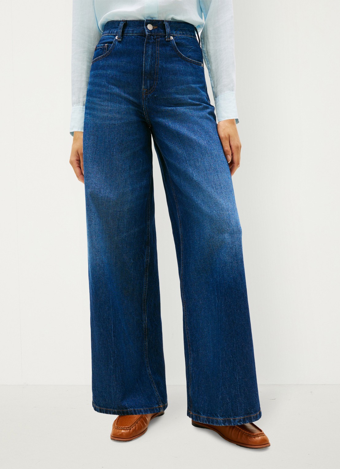 Tommy Hilfiger New Doreen 70's high rise wide leg jeans met medium wassing - detail donkerblauw