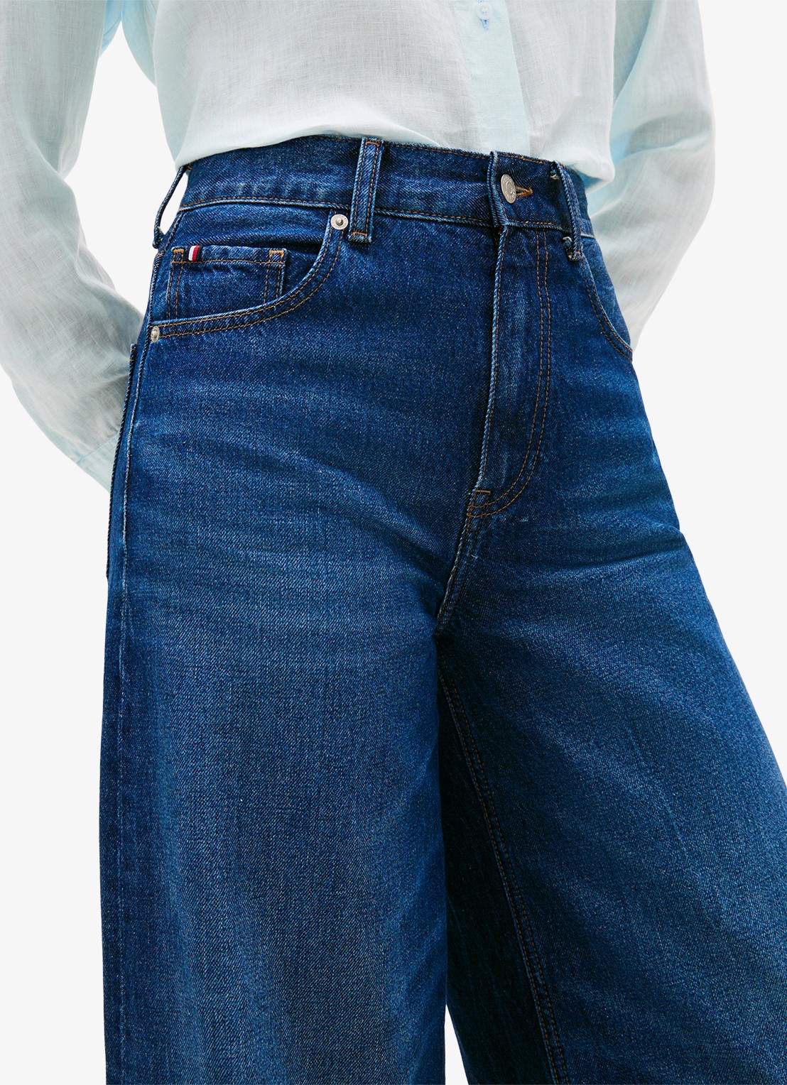 Tommy Hilfiger New Doreen 70's high rise wide leg jeans met medium wassing - detail 2 donkerblauw