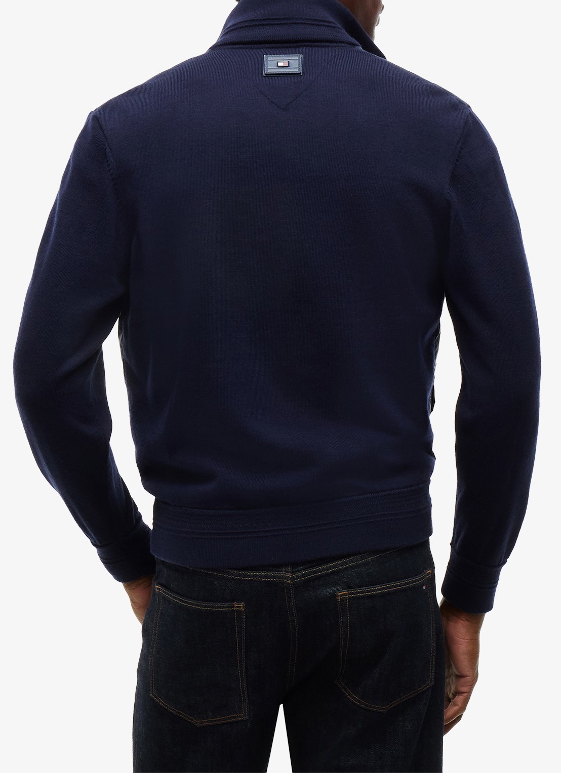 Tommy Hilfiger New York Label jack in wolblend  - achterkant donkerblauw