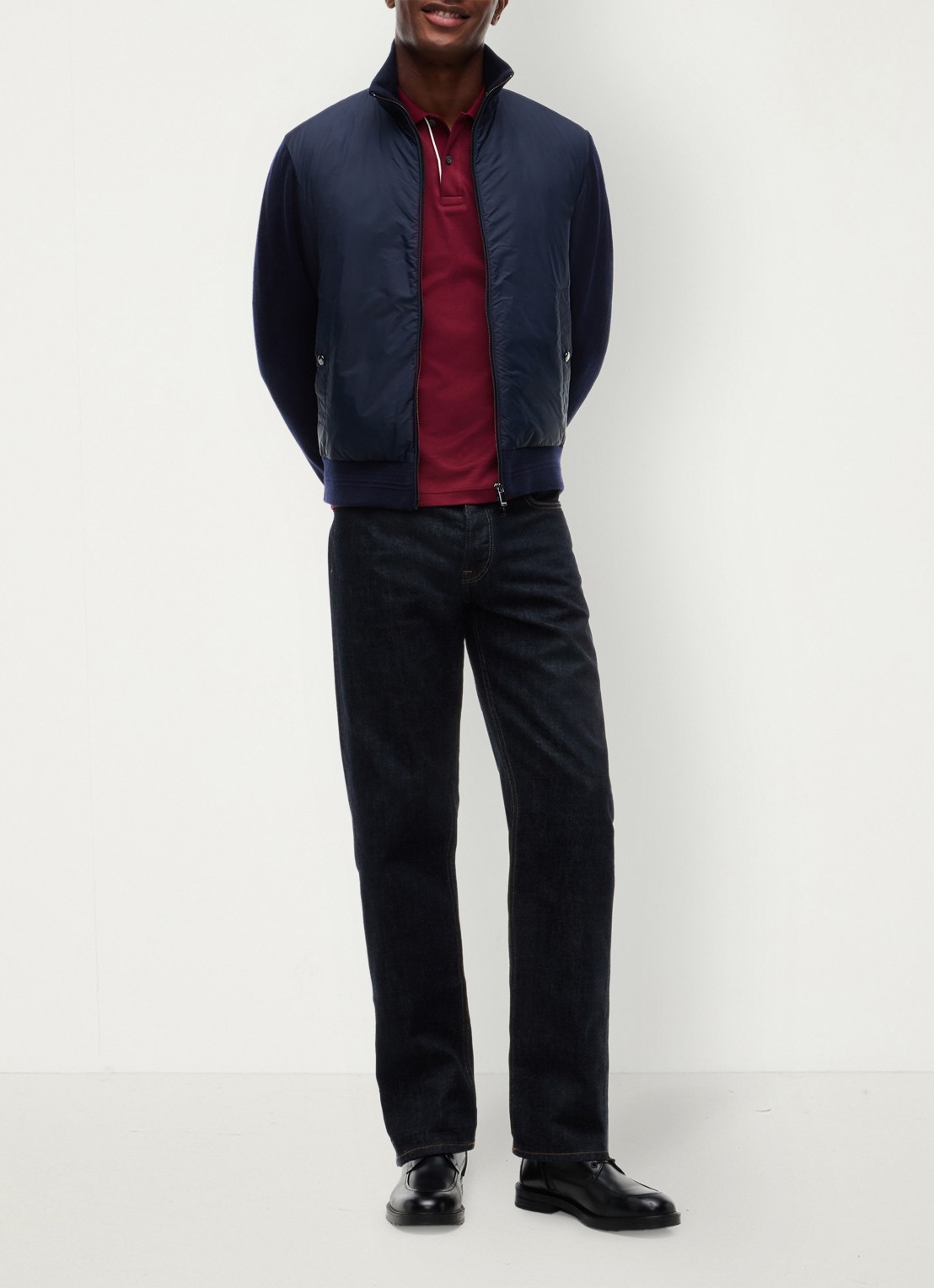 Tommy Hilfiger New York Label jack in wolblend  - voorkant 3 donkerblauw