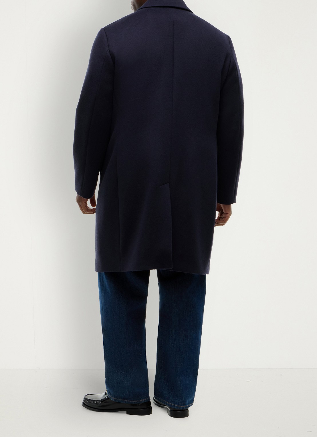 Tommy Hilfiger New York Label mantel in wolblend - achterkant 3 donkerblauw