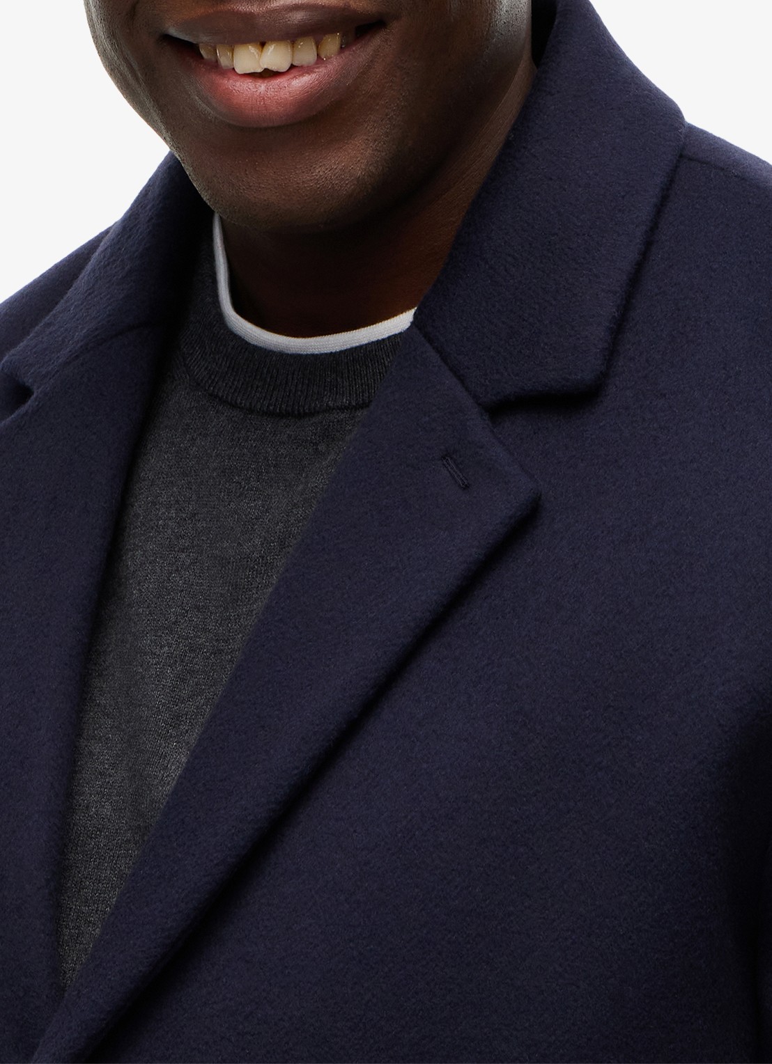 Tommy Hilfiger New York Label mantel in wolblend - detail donkerblauw