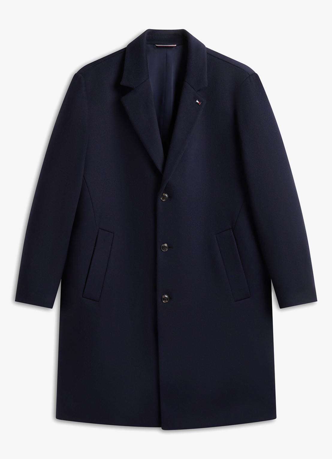Tommy Hilfiger New York Label mantel in wolblend - voorkant 4 donkerblauw