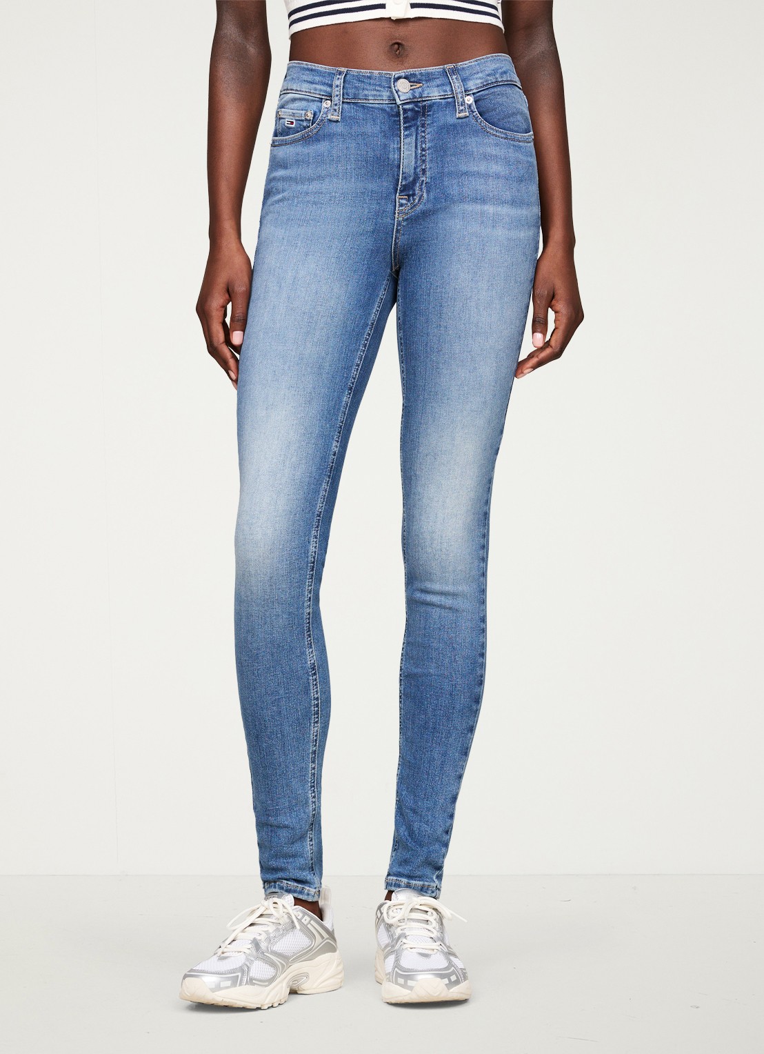 Tommy Hilfiger Nora mid waist skinny jeans met lichte wassing - detail 2 indigo