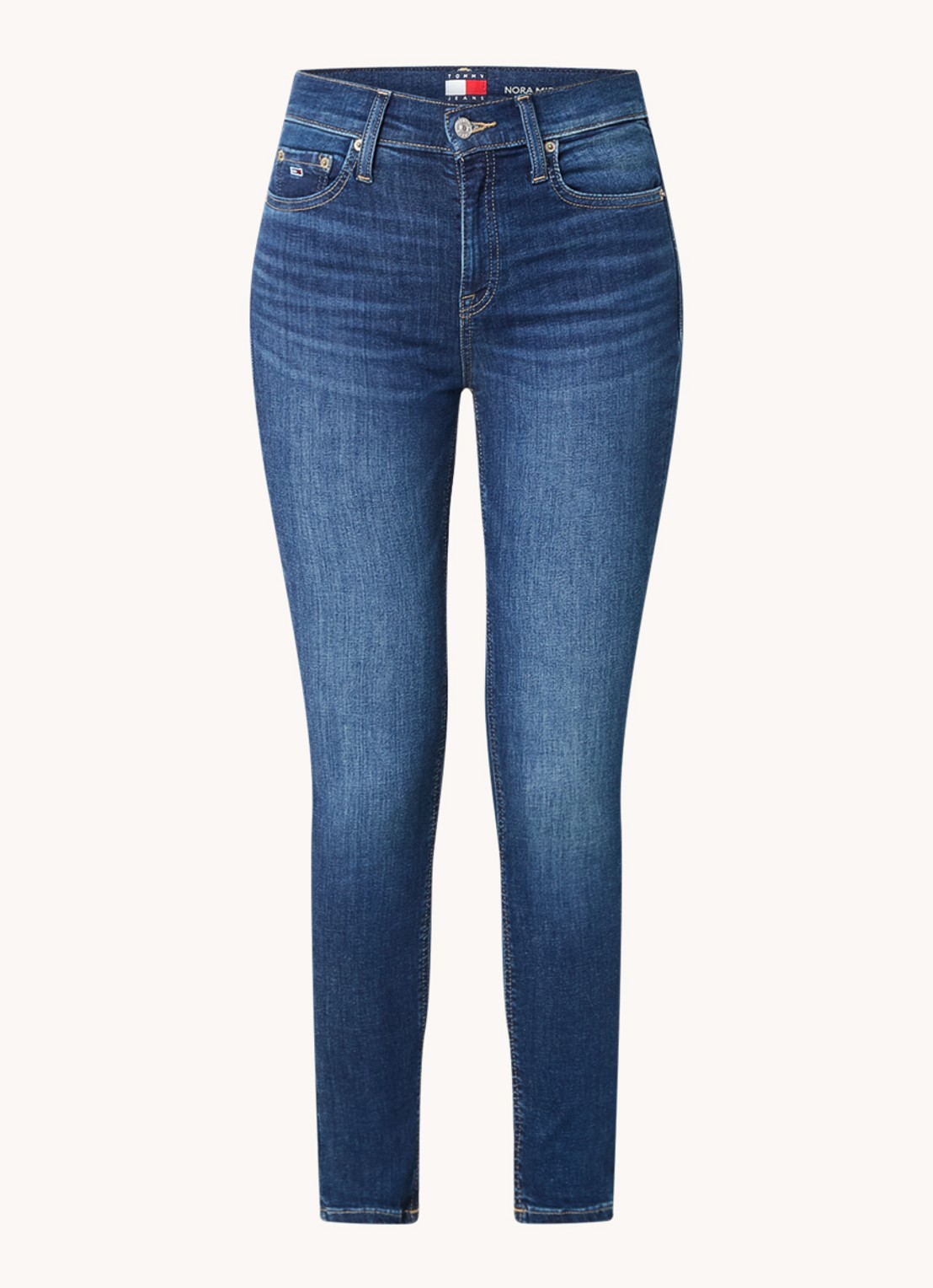 Tommy Hilfiger Nora mid waist skinny jeans met medium wassing - voorkant 7 indigo