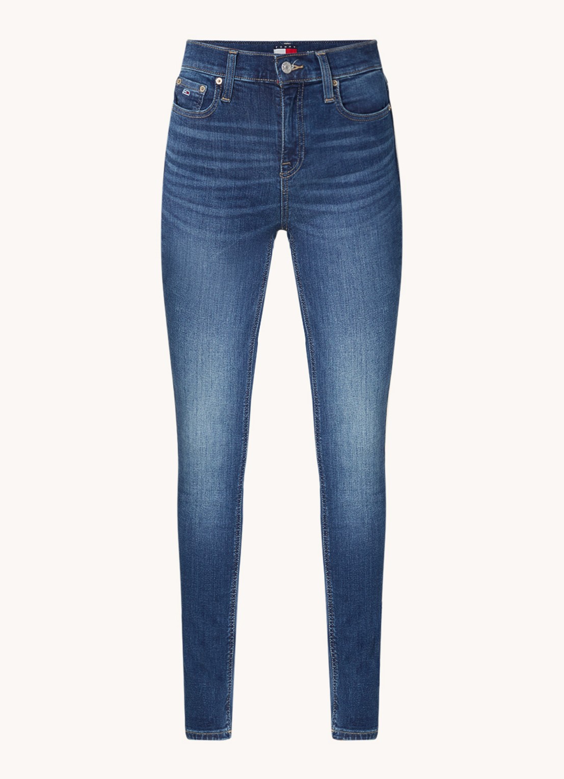 Tommy Hilfiger Nora mid waist skinny jeans met medium wassing - voorkant 9 indigo
