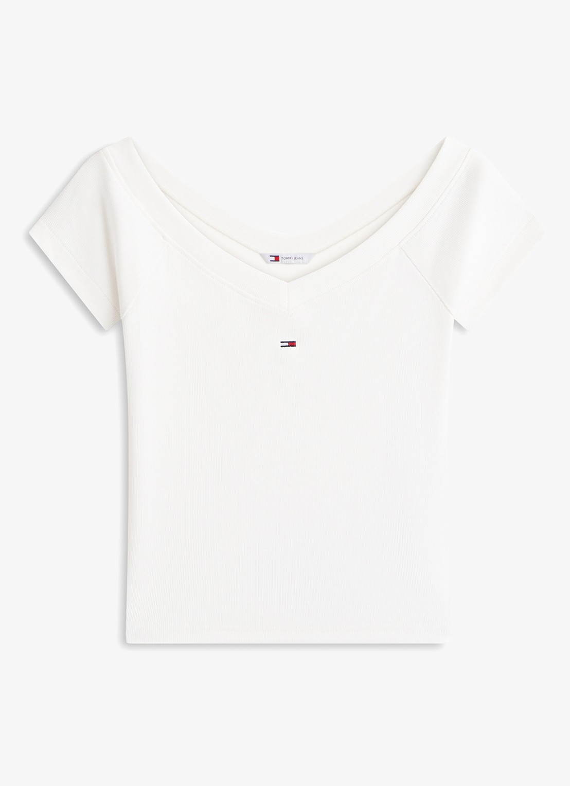 Tommy Hilfiger Off-shoulder top met logoborduring - voorkant wit