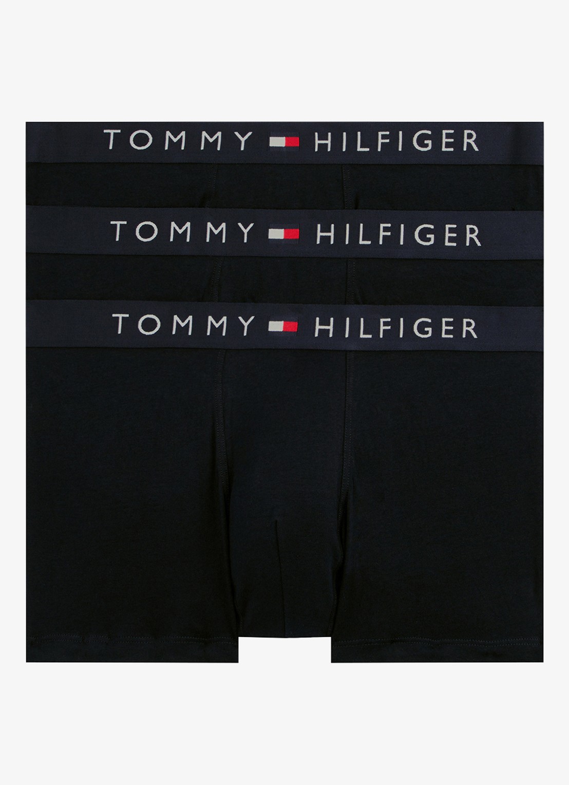 Tommy Hilfiger Original boxershorts met logoband in 3-pack - voorkant middenblauw