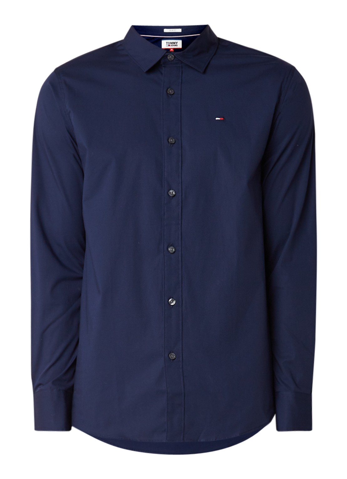 Tommy Hilfiger Original slim fit overhemd met stretch - voorkant donkerblauw