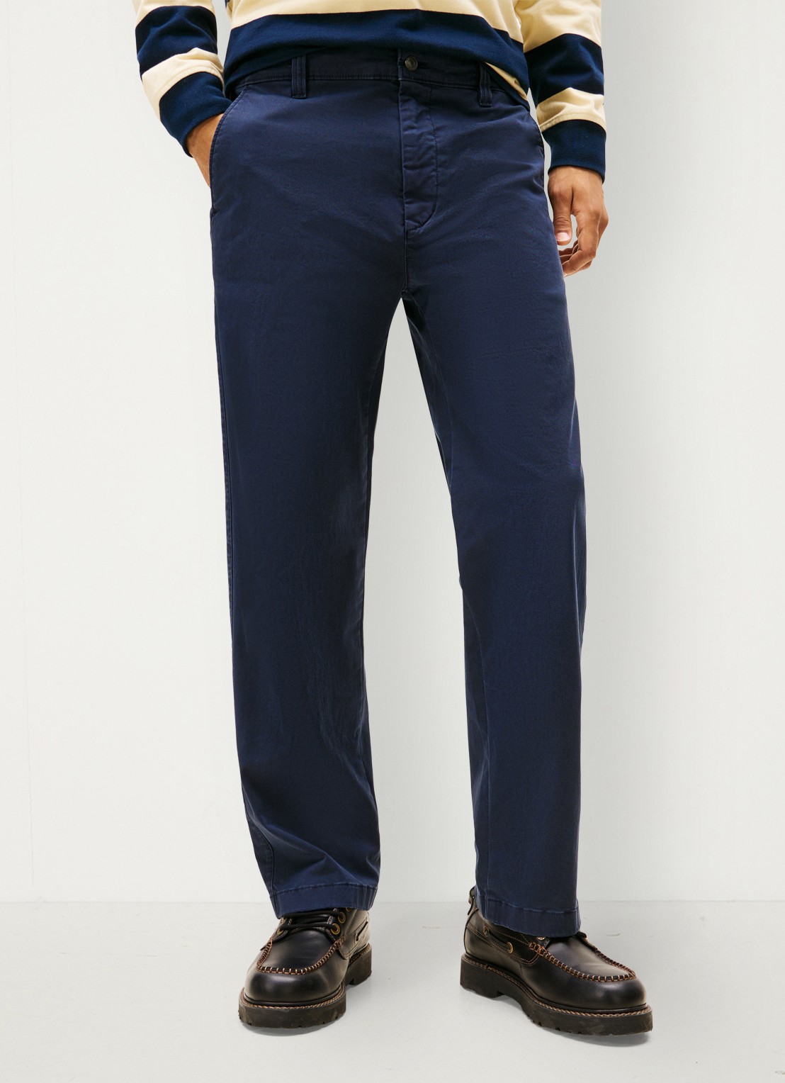 Tommy Hilfiger Otis straight fit chino met steekzakken - detail 3 donkerblauw