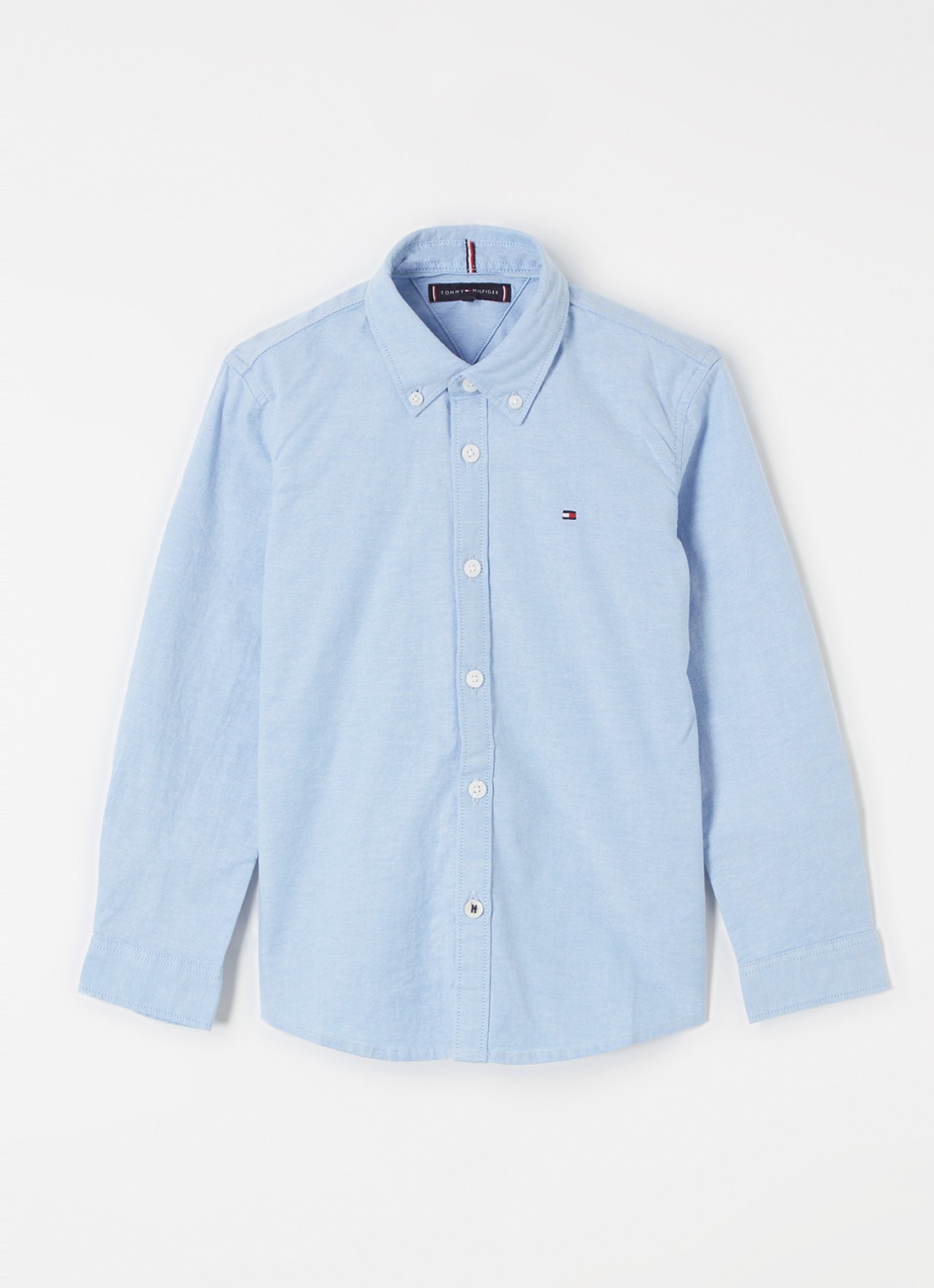 Tommy Hilfiger Overhemd met logoborduring - voorkant 2 lichtblauw