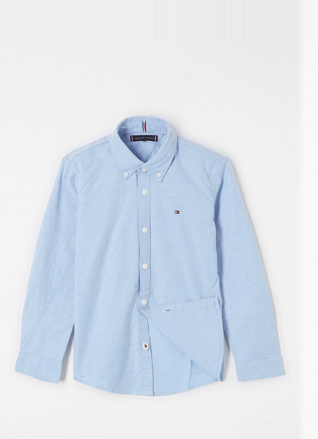 Tommy Hilfiger Overhemd met logoborduring - voorkant 3 lichtblauw