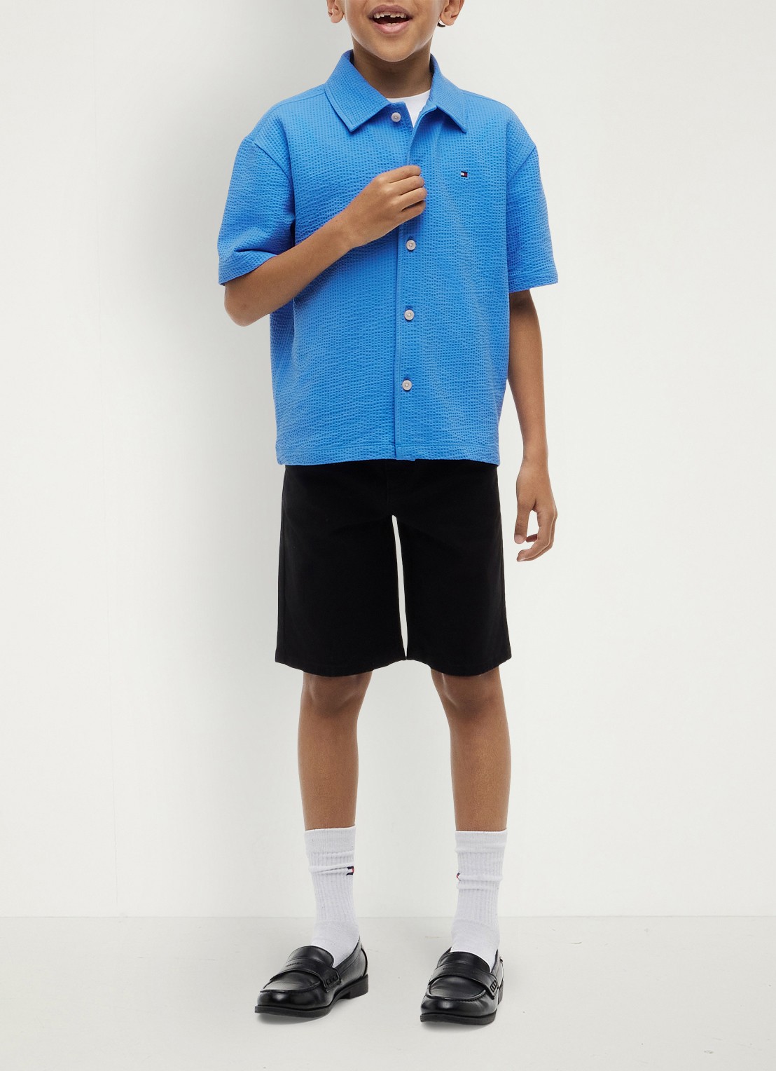Tommy Hilfiger Overhemd met logoborduring - voorkant 5 blauw