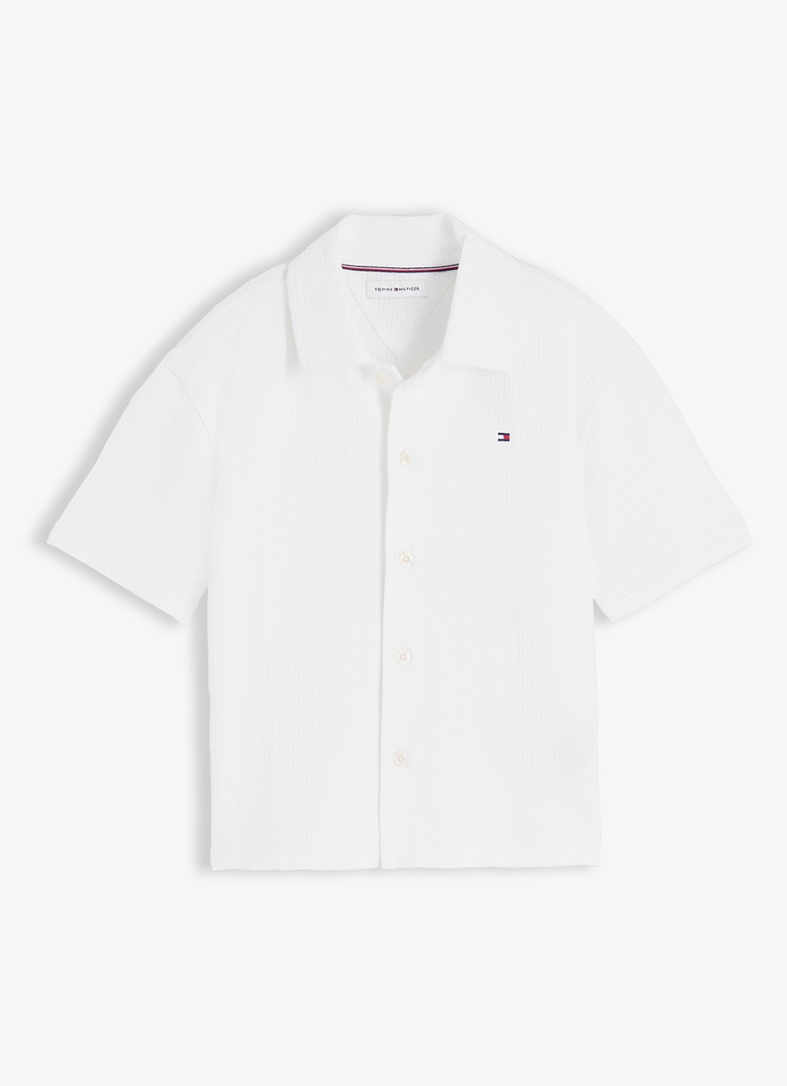 Tommy Hilfiger Overhemd met logoborduring - voorkant wit