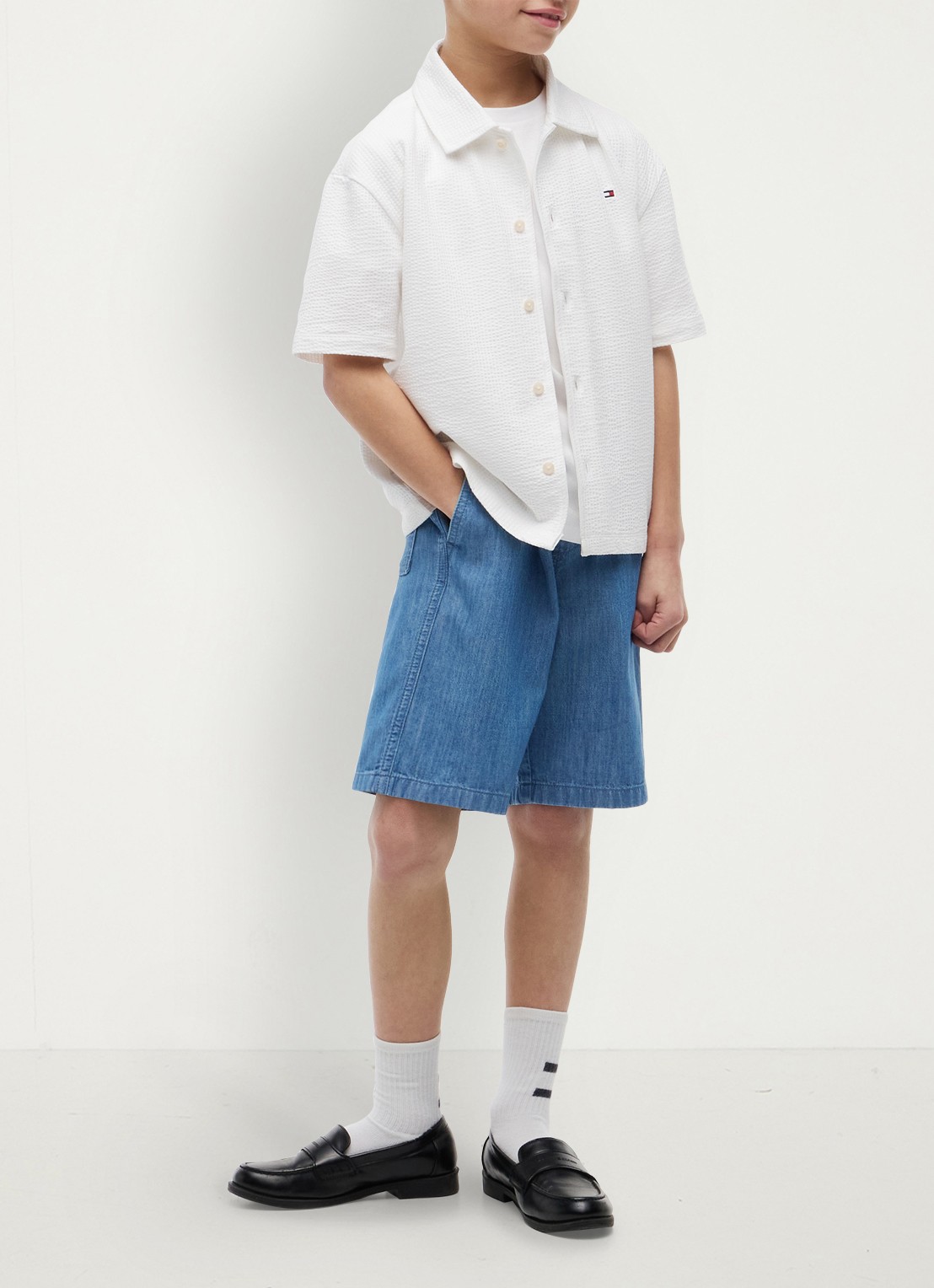 Tommy Hilfiger Overhemd met logoborduring - voorkant 2 wit