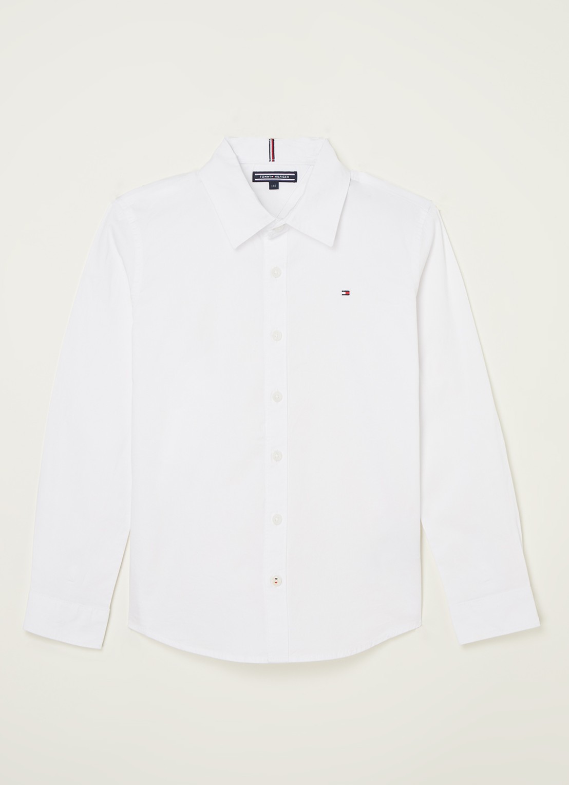 Tommy Hilfiger Overhemd met stretch en logoborduring - voorkant 2 wit