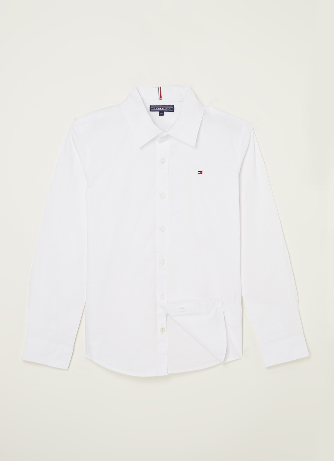 Tommy Hilfiger Overhemd met stretch en logoborduring - voorkant 3 wit