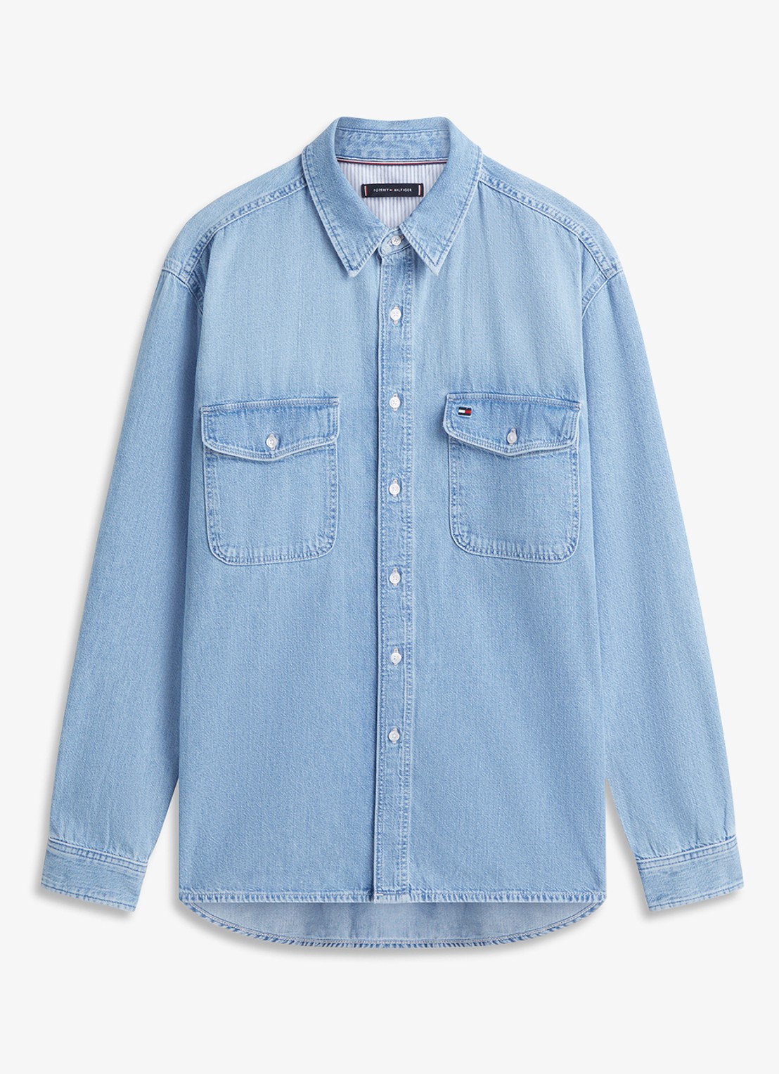 Tommy Hilfiger Overhemd van denim - voorkant 2 lichtblauw