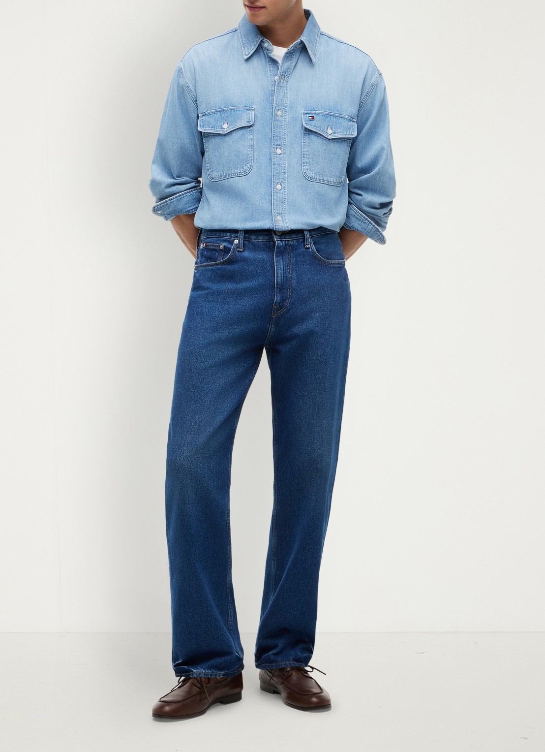 Tommy Hilfiger Overhemd van denim - voorkant 3 lichtblauw