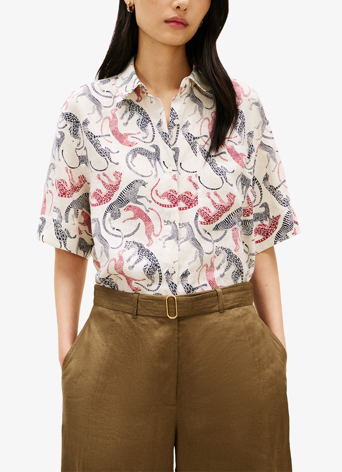 Tommy Hilfiger Overhemd van linnen met print - detail 3 multicolor