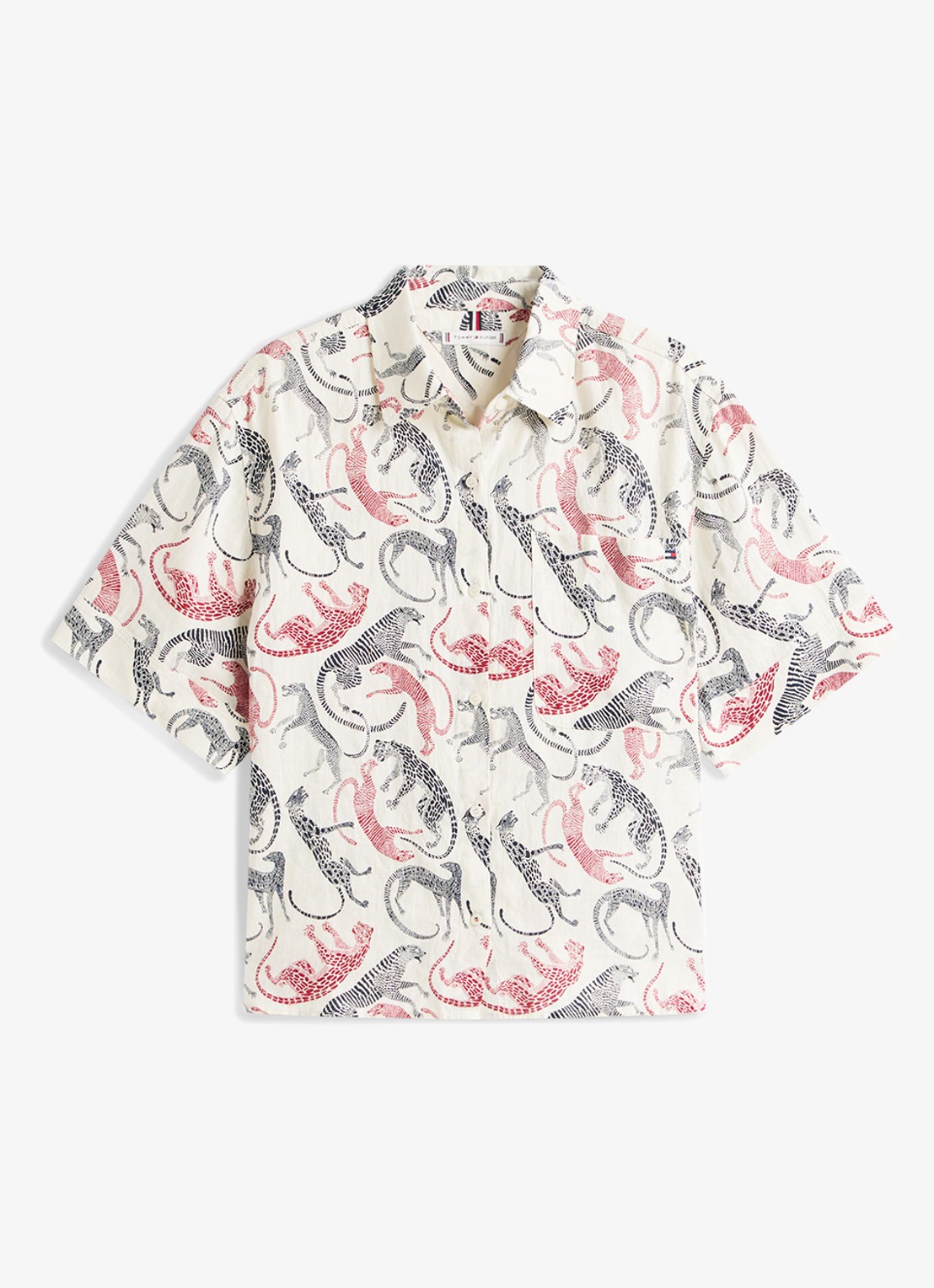 Tommy Hilfiger Overhemd van linnen met print - voorkant multicolor