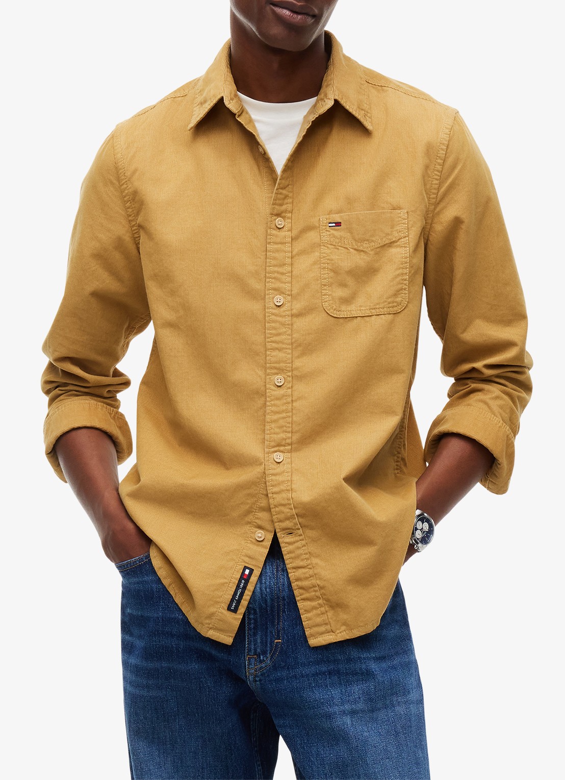 Tommy Hilfiger Overshirt van corduroy - detail beige