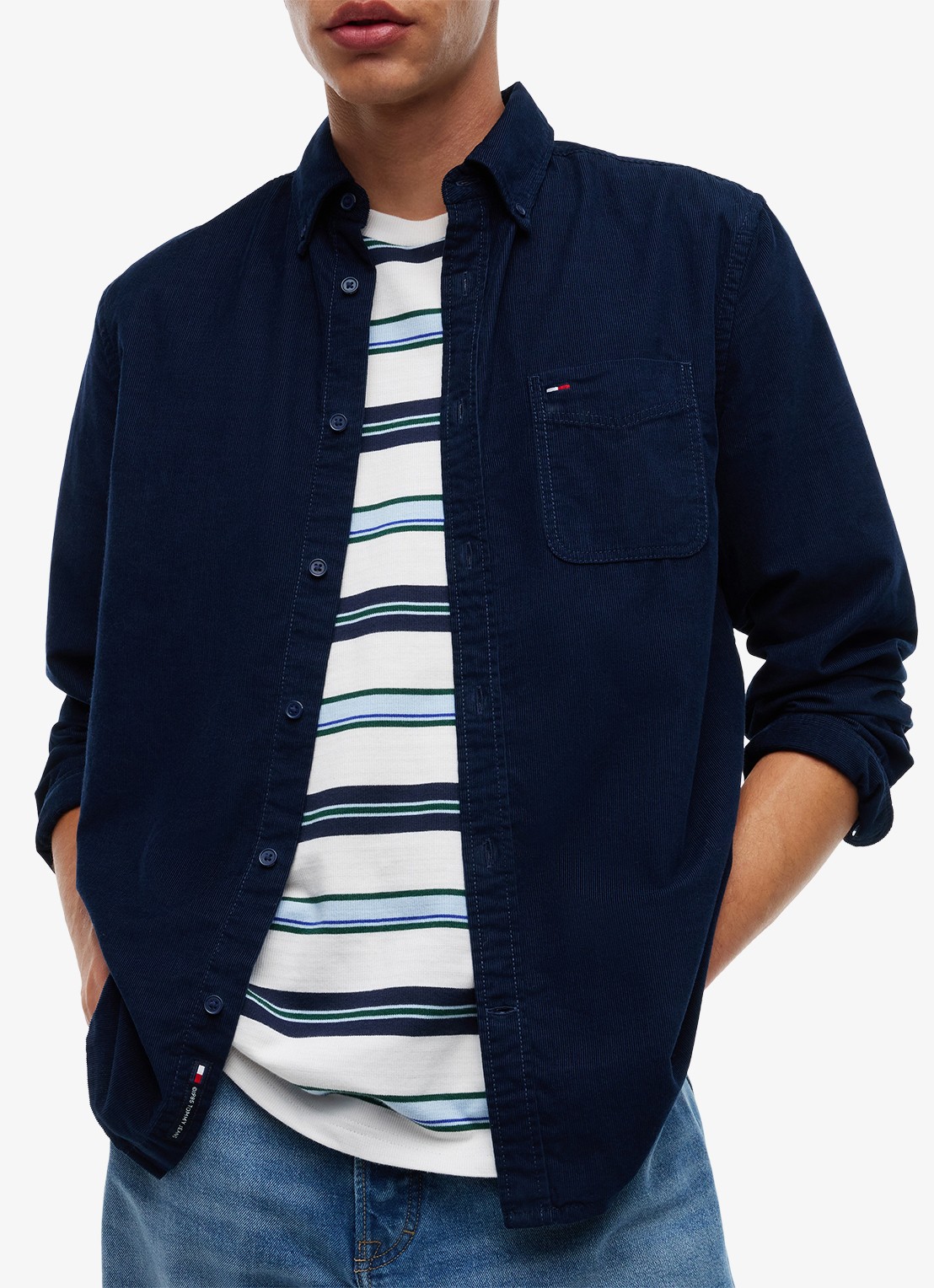 Tommy Hilfiger Overshirt van corduroy - detail 2 donkerblauw