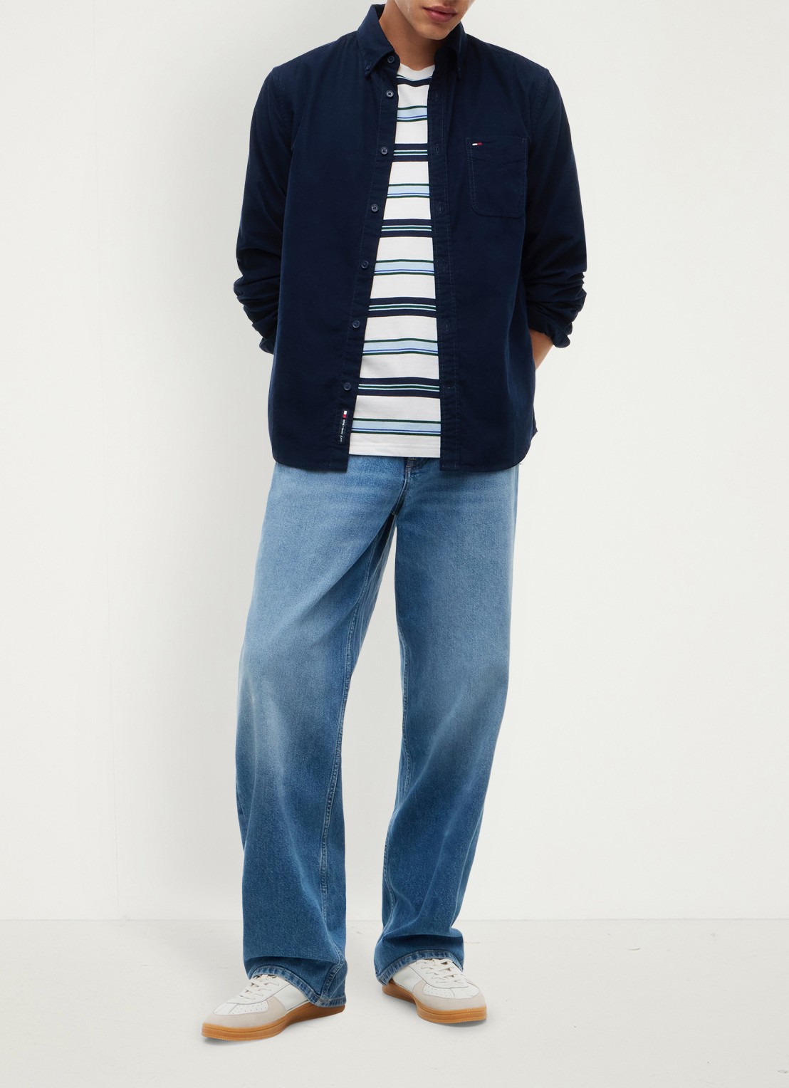 Tommy Hilfiger Overshirt van corduroy - voorkant 5 donkerblauw