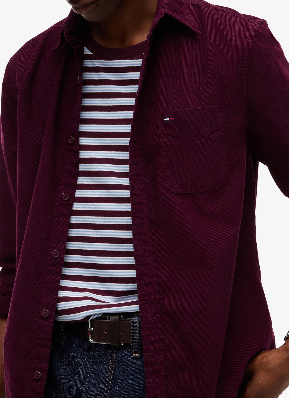 Tommy Hilfiger Overshirt van corduroy - detail 2 bordeauxrood
