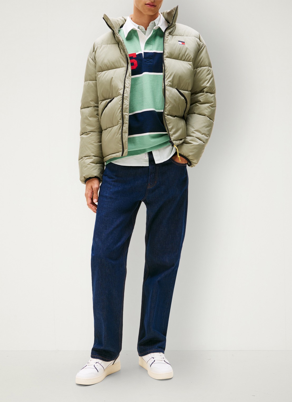 Tommy Hilfiger Oversized puffer jack met waterafstotende coating - voorkant 3 lindegroen