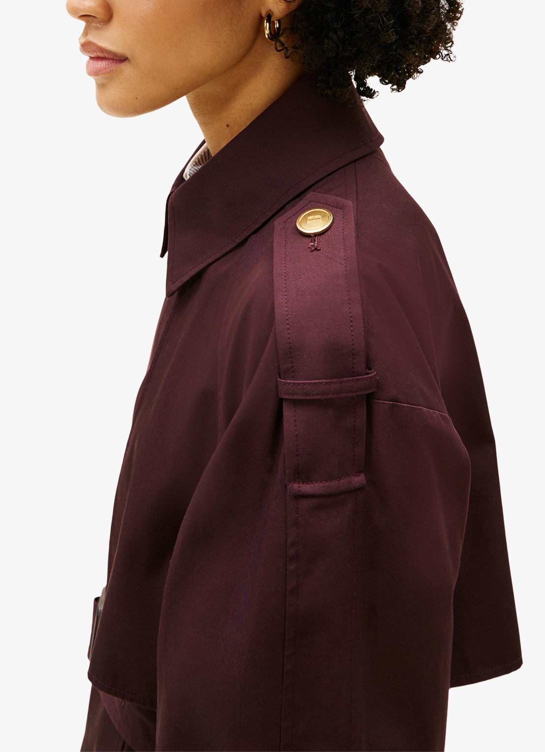 Tommy Hilfiger Oversized trenchcoat met steekzakken en ceintuur - detail 5 aubergine