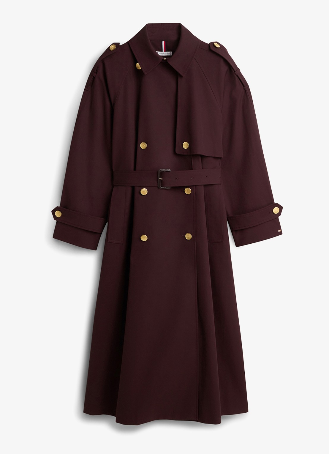 Tommy Hilfiger Oversized trenchcoat met steekzakken en ceintuur - voorkant 2 aubergine