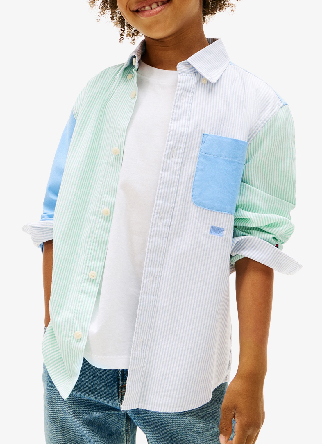 Tommy Hilfiger Oxford overhemd met colour blocking - detail 3 donkerblauw